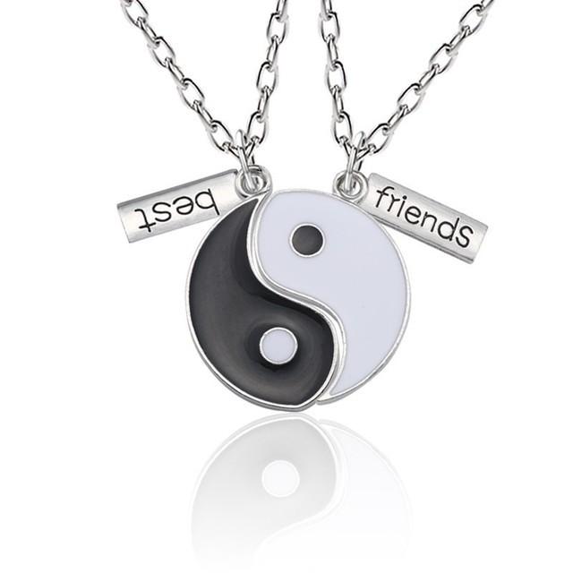Zircon Best Friend Zircon Love Couple Pendant Necklace 2 Pcs/ Set Rainbow Broken Heart BFF Good Friends Friendship Jewelry Gift