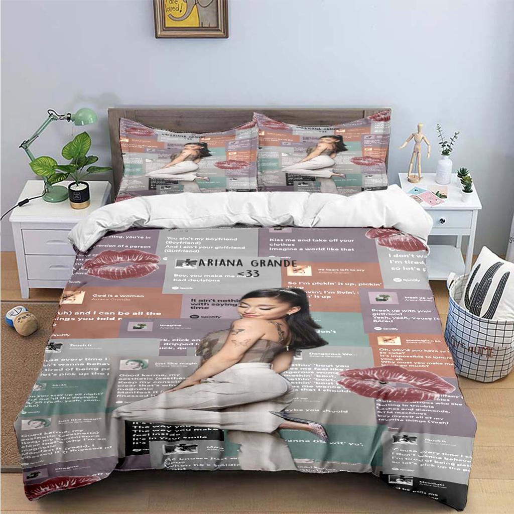 Comforter Fashion Pop Singer A-Ariana G-Grande Print Bedding Sets Bed Supplies Set Bed Comforter Set Bedding Set Luxury Gift