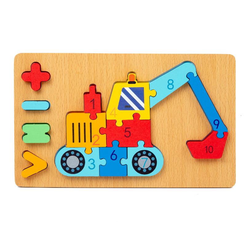 Wooden Early Education Cognitive Children Educational Toys Building Block Animal Traffic Shape Matching 3d Three-dimensional Puz