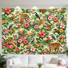 2D Flat, [2D Plane Printing] 1 Large Size/small Size Pattern Printed Tapestry- Tigers, Tropical Flowers, Birds, Nature, Jungle, Room Wall Decoration, 