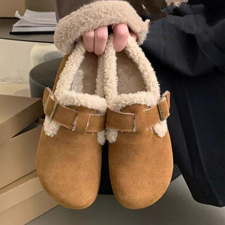 Bequeme Birkenstock Schuhe mit weicher Sohle Neue Winter Plüsch Warme Woll Baumwoll Schuhe Doudou Schuhe