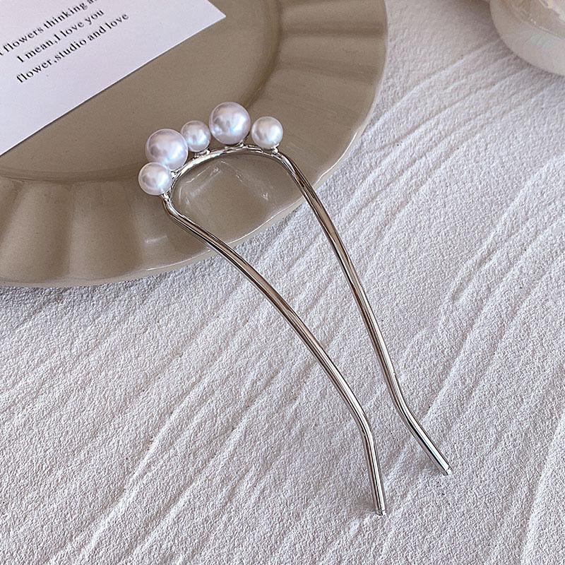 Elegant Pearl U-shaped Hairpin for Women - New Chinese Style Updo Accessory 2025