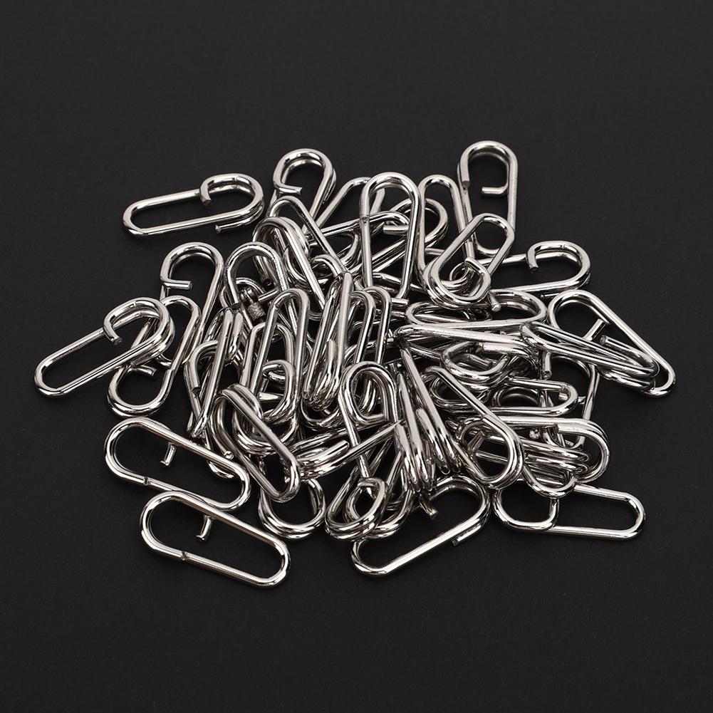 50PCS Powerful Oval Stainless Steel Fishing Clips Snaps Connector Interlock Accessories