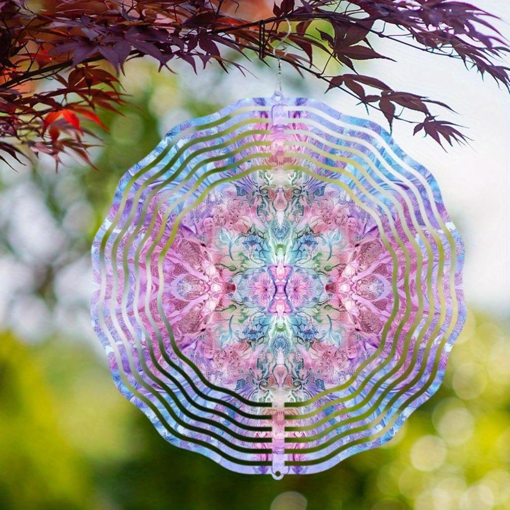 10 Inch Colorful Metal Wind Spinner with 360 Degree Rotation for Garden Balcony Patio Decor Vibrant Outdoor Hanging Ornament In Multi Colors