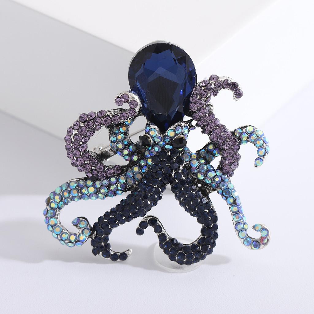 Alloy Octopus Brooch Pin With Water Drip Craft For Women Fashion Accessories