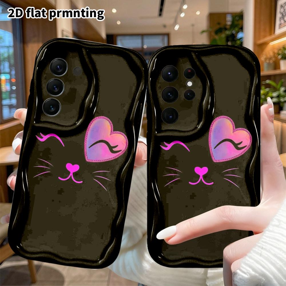 Phone Case: 2D Flat, Suitable for Samsung Galaxy A34 A35 M05 M06 S20 S22 S21 FE Plus 5G Protective Case, Heart Cat, Perfect Christmas and Halloween Ho