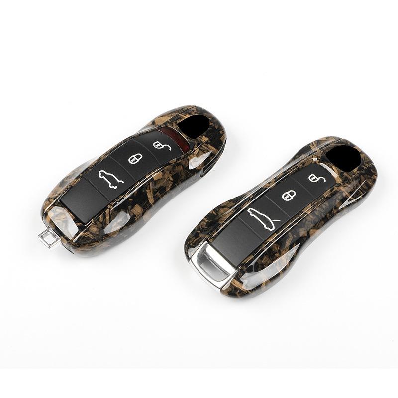For Porsche Taycan Wood Grain Key Case Paramela Macan718 Cayenne 911 Key Wood Grain
