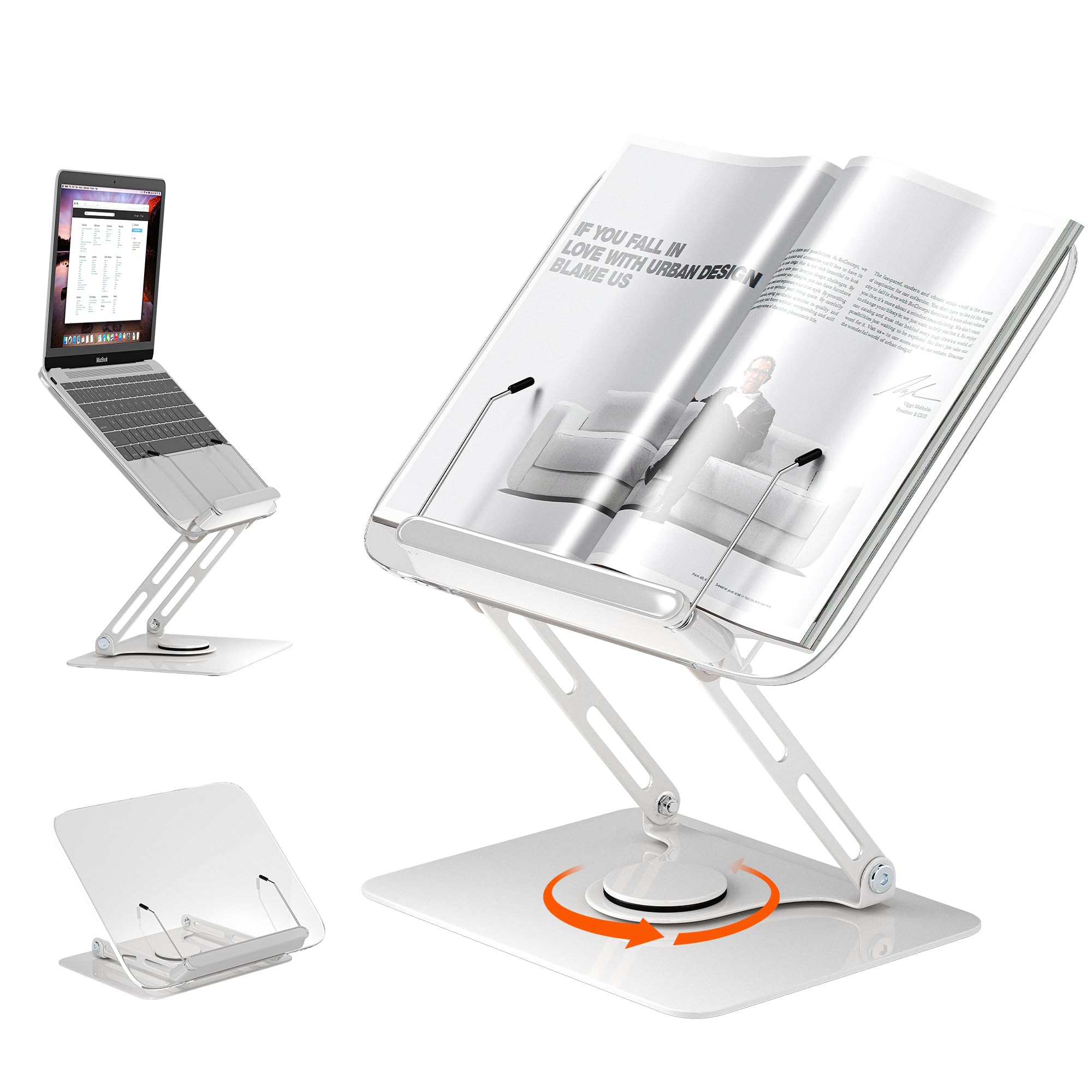rloao Book Desktop Transparent Rotating Infinitely Adjustable Angle and Desktop Suitable for Sheet Study Book Portable Book PC 5KG Load Capacity