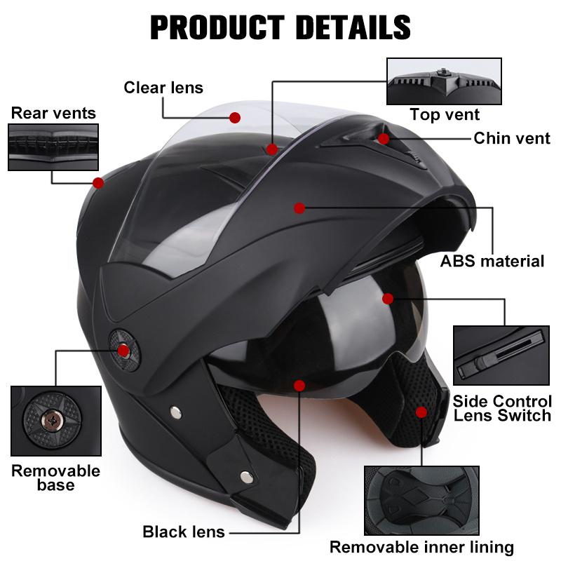 UCHOOSE New Motorcycle Helmet Full Face Racing with Double Sun Visor Women Man Flip Up Double Lens DOT