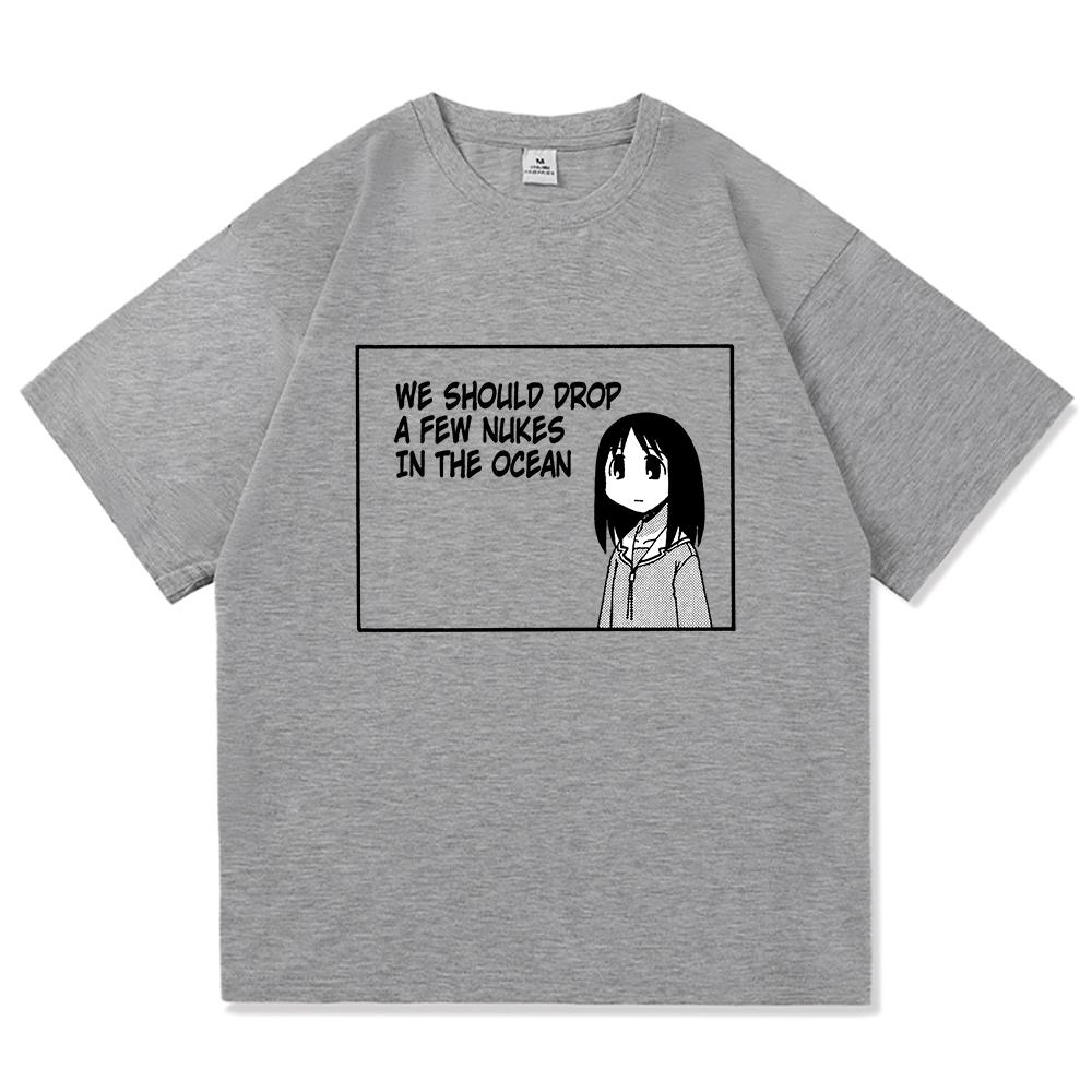 Azumanga Daioh T-shirt Fashion Men and Women Harajuku Cute Anime Girl Quotation T-shirt Neutral Retro Aesthetics Daily T-shirt