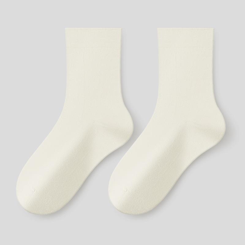 5 Pairs of Female Spring and Autumn Style Pure Cotton Antibacterial Boneless Tube Pile Socks