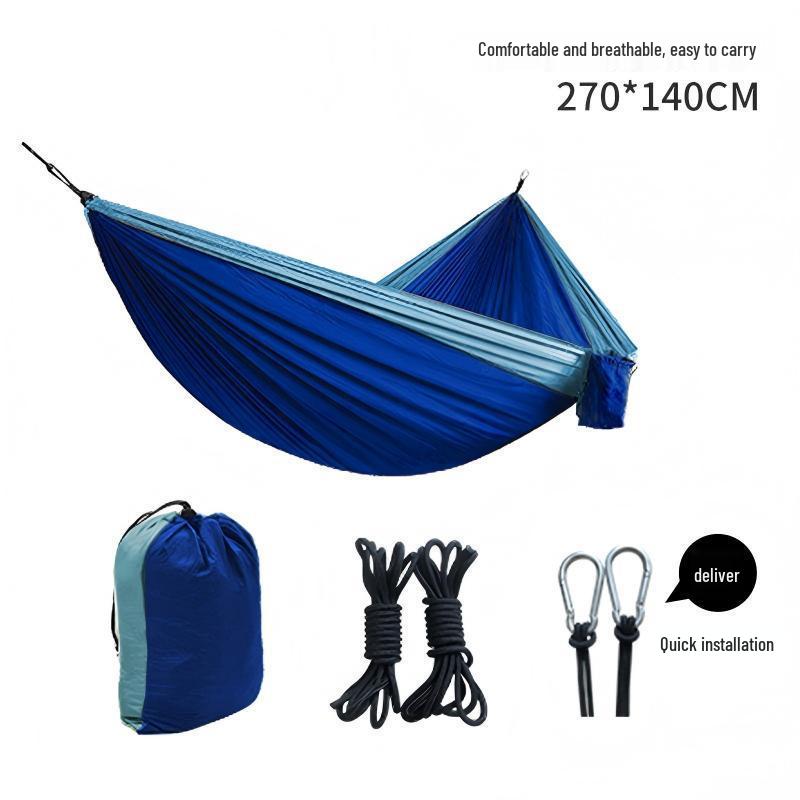 Nylon Parachute Cloth Hammock: Outdoor/Indoor, Color Block Design, Single/Double, Leisure Swing