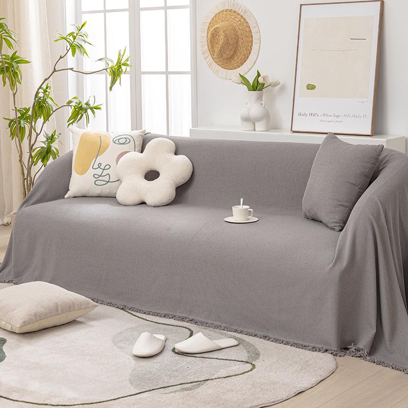 Leichter Luxus Einfarbig Modern Schlicht Hautfreundlich Wasserdicht Kreisgarn Einzelner Universaler Sofabezug Handtuchbezug All-Inclusive Universaldecke