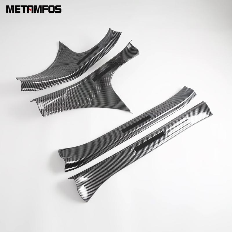 For Subaru Forester 2025 2026 Carbon Fiber Interior Exterior Door Sill Scuff Plate Welcome Pedal Entry Guard Car Accessories