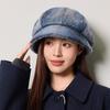 Thick Fisherman Hat Women's Autumn Winter Gradient Octagonal Hat British Vintage Warm Hat