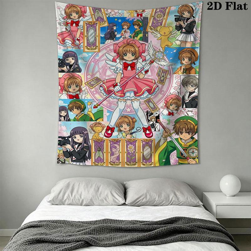 Cardcaptor Sakura Wall Hanging Printed Fabric Blanket Decorative Tapestries for Bedroom Living Room Home Decor