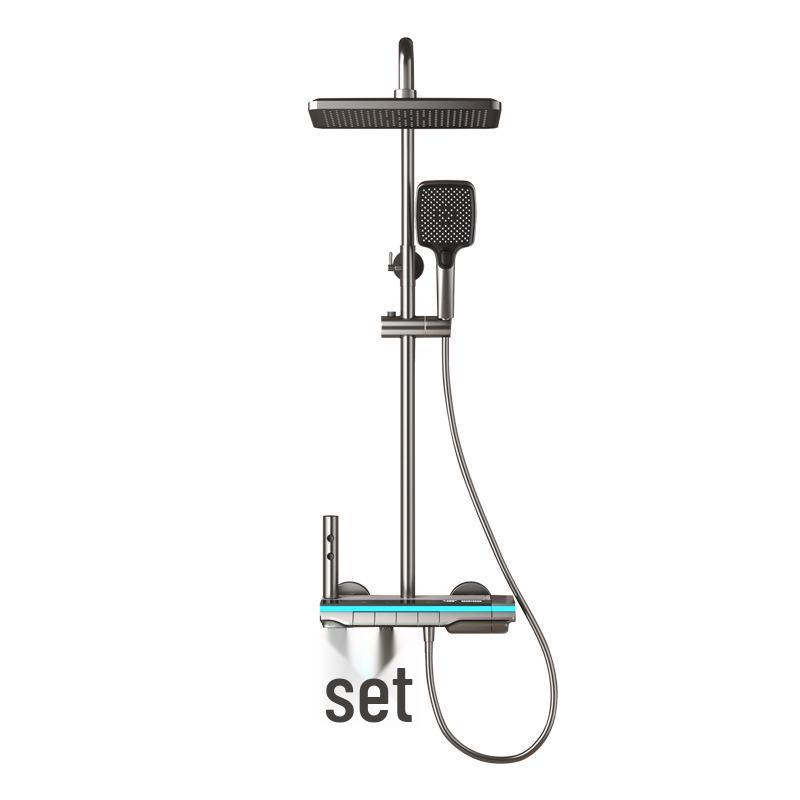 Oryginalny termostatyczny zestaw prysznicowy w całości miedziany z wyświetlaczem cyfrowym i funkcją deszczownicy LED