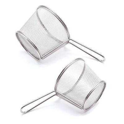 Stainless Steel 304 Fries Basket Oil Grid Round Mesh Leak Kitchen Gadget Fried Basket Kitchen Tool Sifter