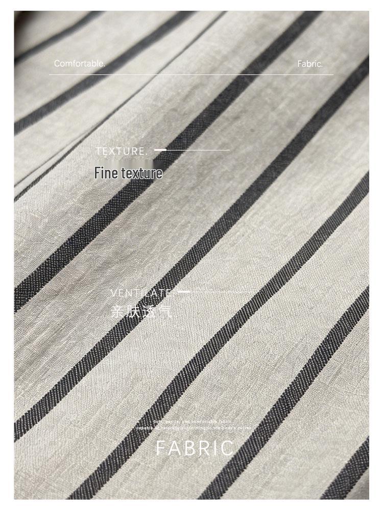 Lu Xi Japanese Retro Linen Striped Wide-Leg Pants - Spring 2026