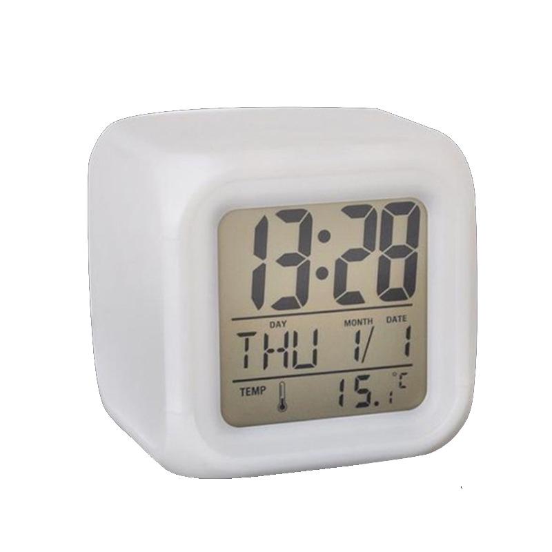 LED Seven-Color Luminous Square Alarm Clock - Creative Gift