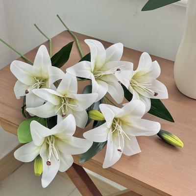White Fake Lily Branches 2-head Simulation Decorative Bouquet  Living Room Ornaments