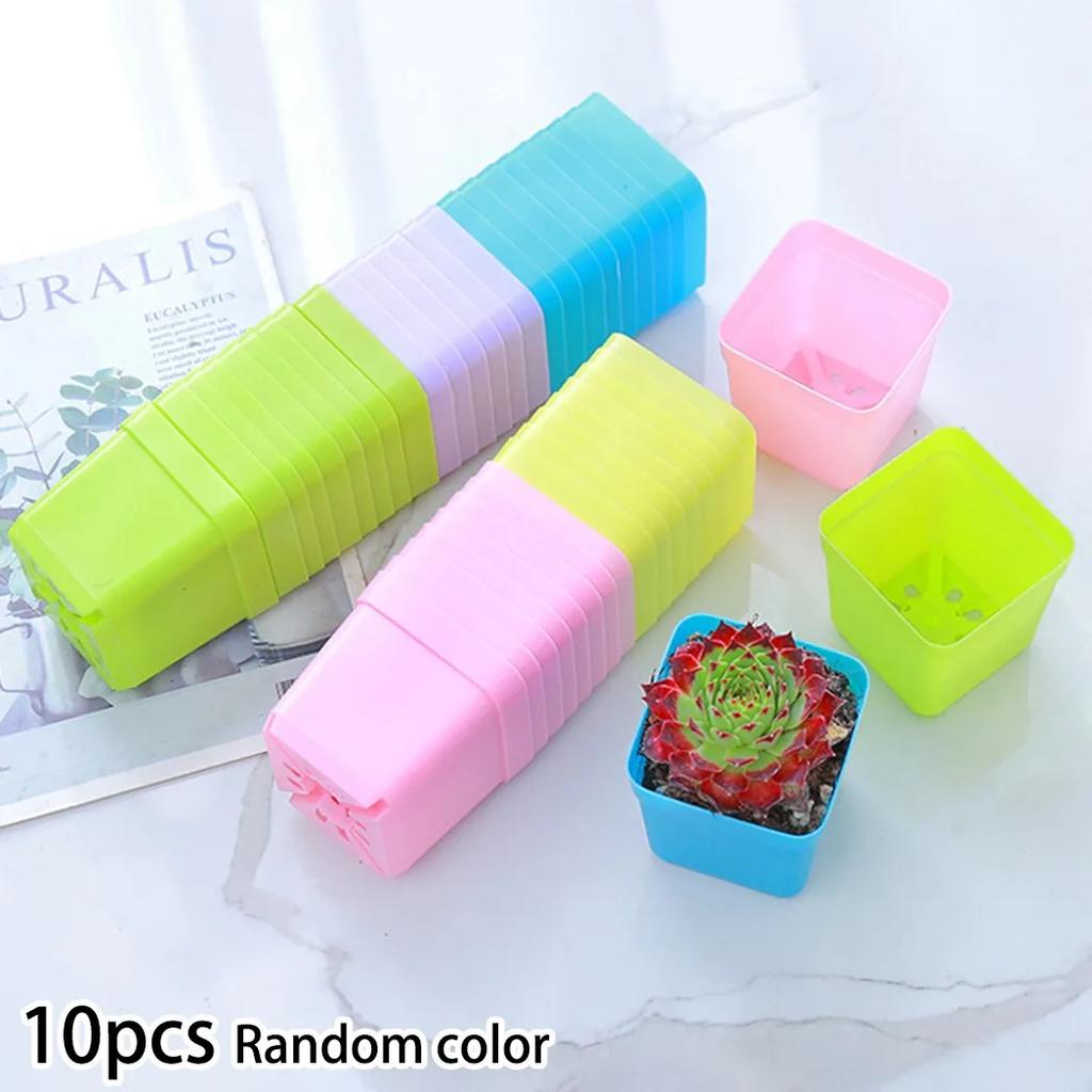 10pcs Mini Basin Square Flower-Pot Succulent Plant Trays Garden Nursery Pots Flowerpot For Home Office Decor-DIY