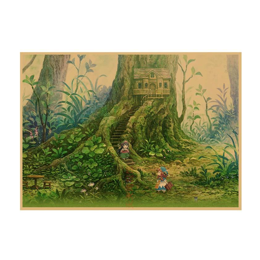 Anime Fairy Forest Poster for Kids' Room - Kraft Paper Cartoon Wall Art 630