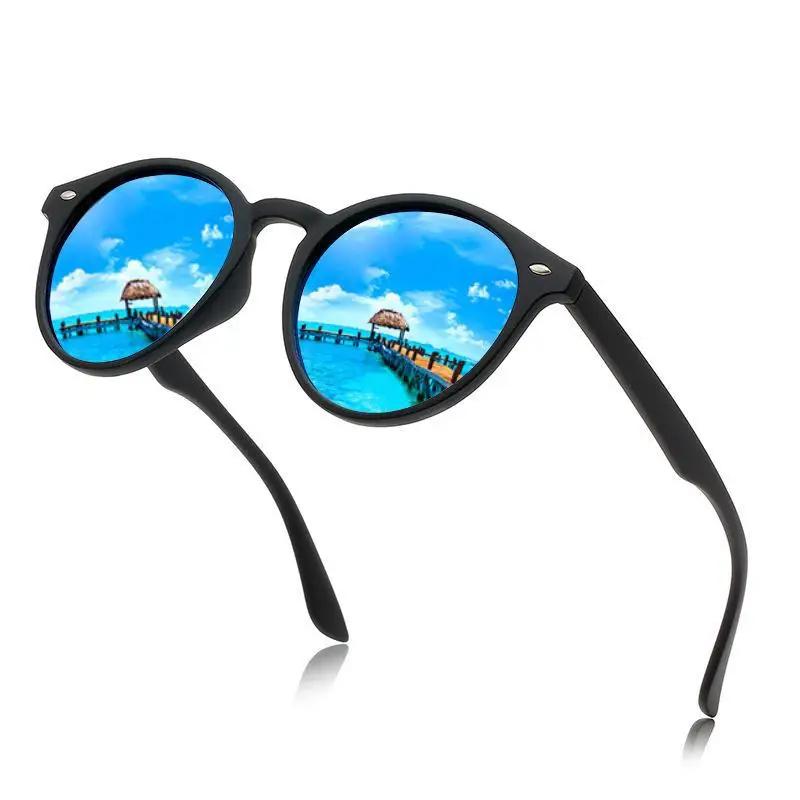 Fashion Round Sunglasses For Man And Woman Polarized Driving Vintage Sun Glasses Designer Black Eyewear Uv400 Anti-Glare