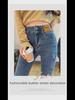 Korean Style High Waist Slit Jeans for Women - Autumn/Winter Slim Fit, Double Button, Elastic Flared Wide Leg Trousers