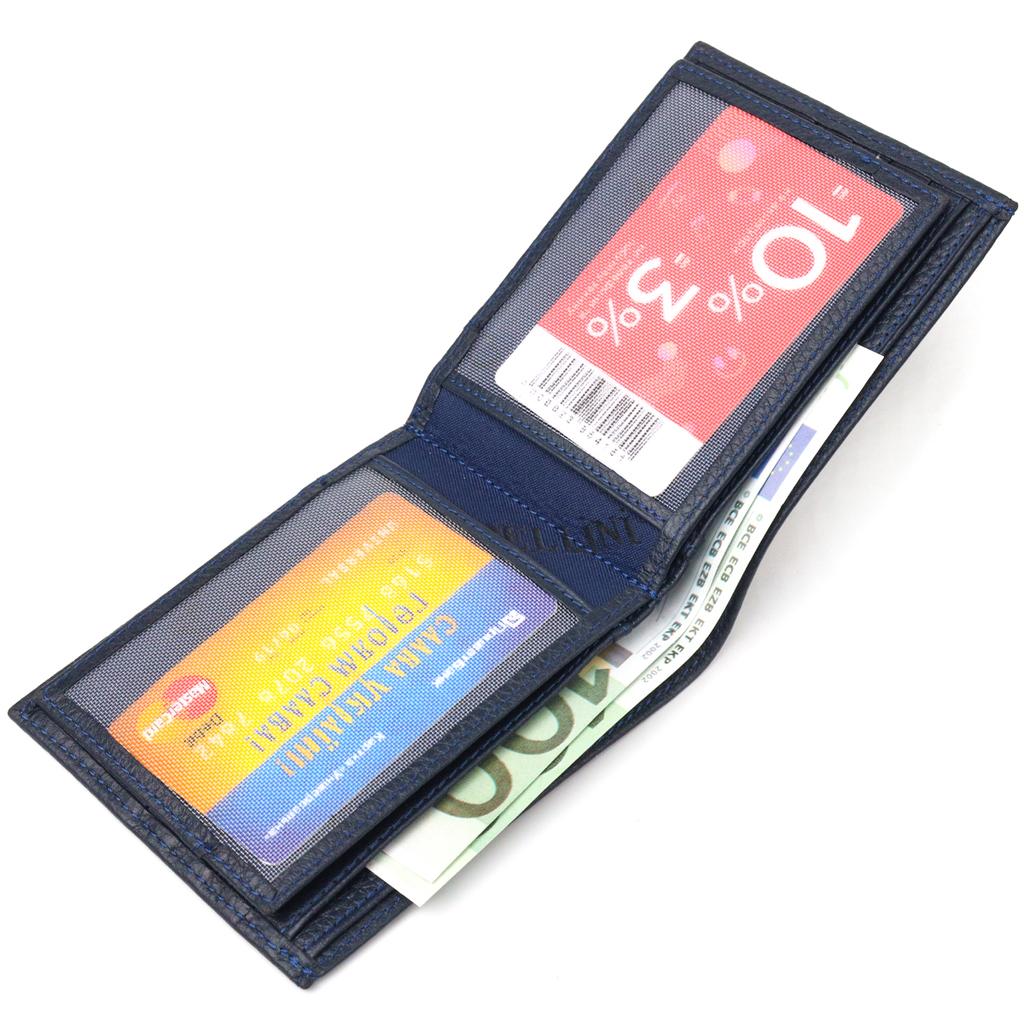 Capacious Men's Bifold Wallet Made of Genuine Leather Flotar CANPELLINI Purse 21581 Blue