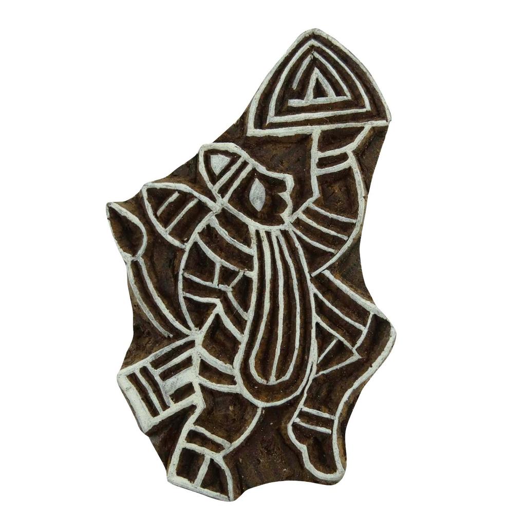 Hand Carved Decorative Indian Wooden Brown Textile Stamps Wood Printing