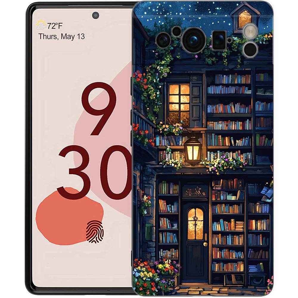 Vintage  Bookcase Painted Phone Case Cover for Google Pixel 9 8 7 6 7A 6A Pro Shockproof Soft TPU 9 Pro XL Shell Capas Fundas