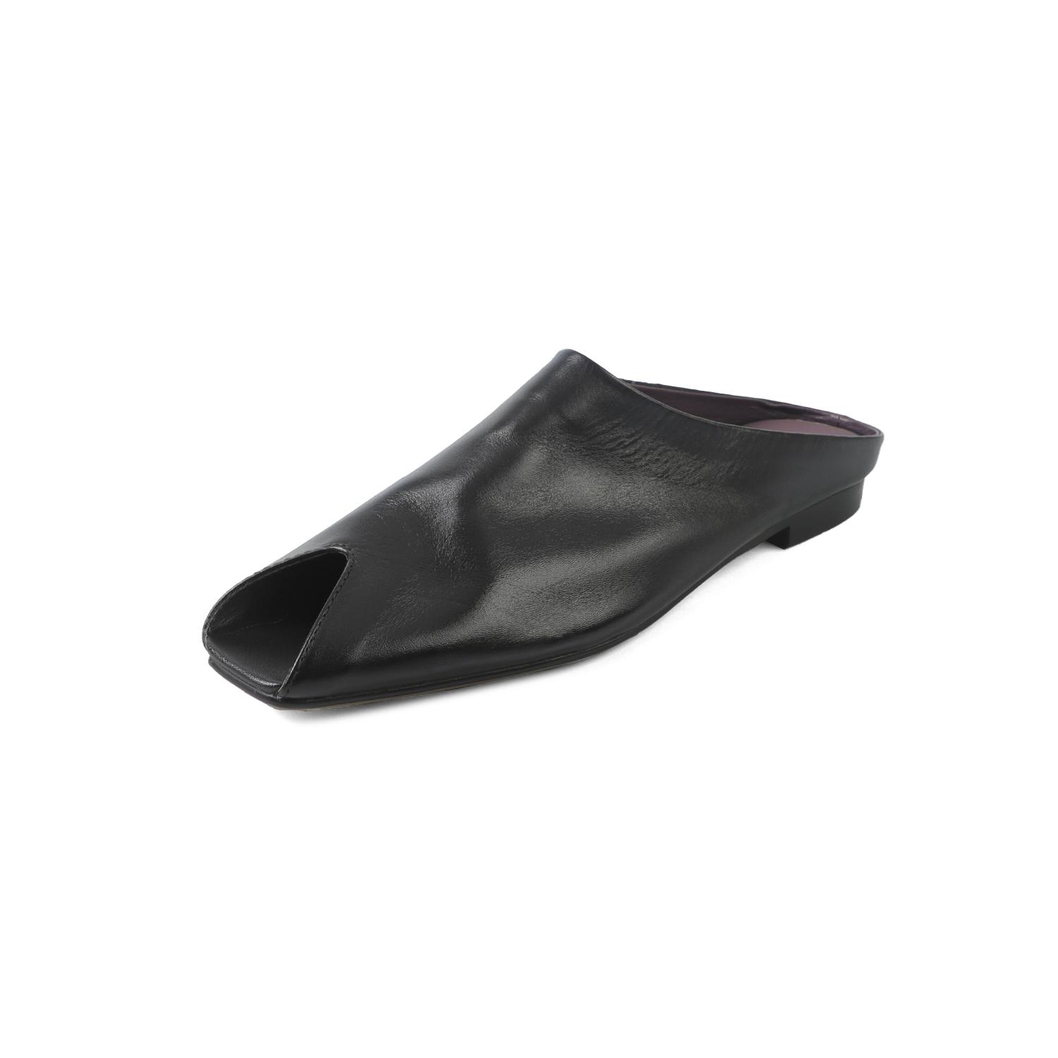 

Мода 2025 Лето Новые Натуральная Кожа Низкий Каблук Пип-То Слипперы Женские Закрытый Носок Натуральная Кожа Повседневные Слипперы Женские Для Ежедневной Ходьбы 40 чёрный