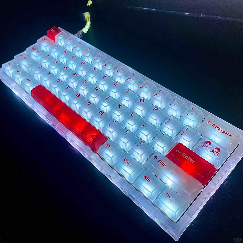 White Clear Keycaps 151 Keys Transparent Cherry Profile Keyboard Backlit Crystal PC Keycap Custom Keycaps 75 Percent Shine Through RGB Mechanical