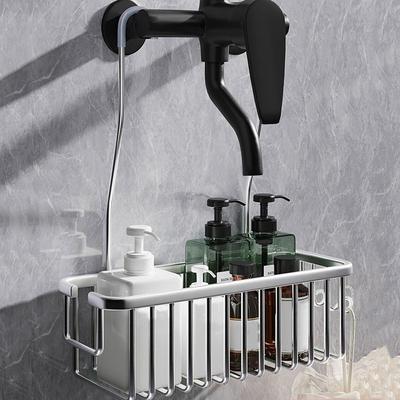 Silber/Schwarz/Grau Hängender Duschkorb mit Haken Großes Badezimmer-Aufbewahrungsregal Rostfreies Badezimmer-Hängeregal für Zuhause