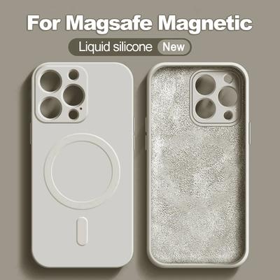 Fashion Silicone Magnetic Case For iPhone 16 15 14 13 12 11 Pro Max 15 Plus For Magsafe Case Wireless Charging Cover Accessories