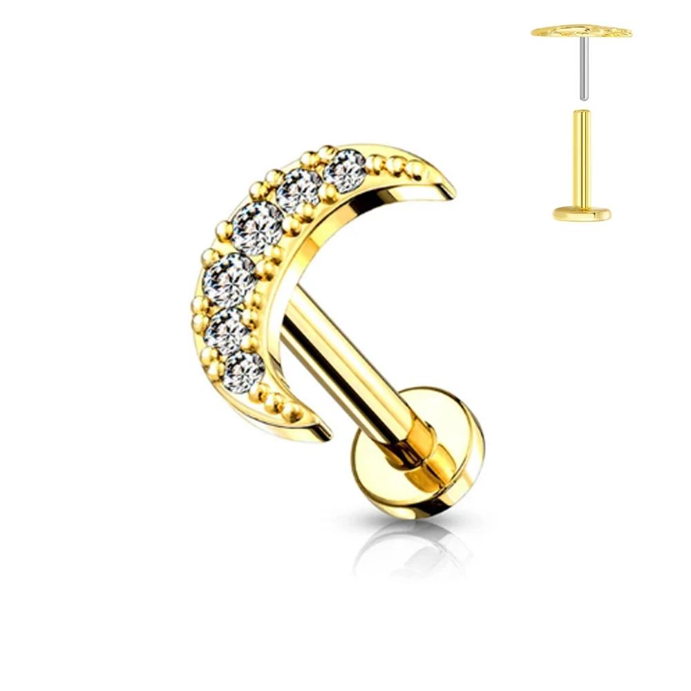 ASTM F136 G23 Titanium Leaf Branch Push In Threadless Labret Piercing 16/18/20G Earring Stud Cartilage Body Jewelry