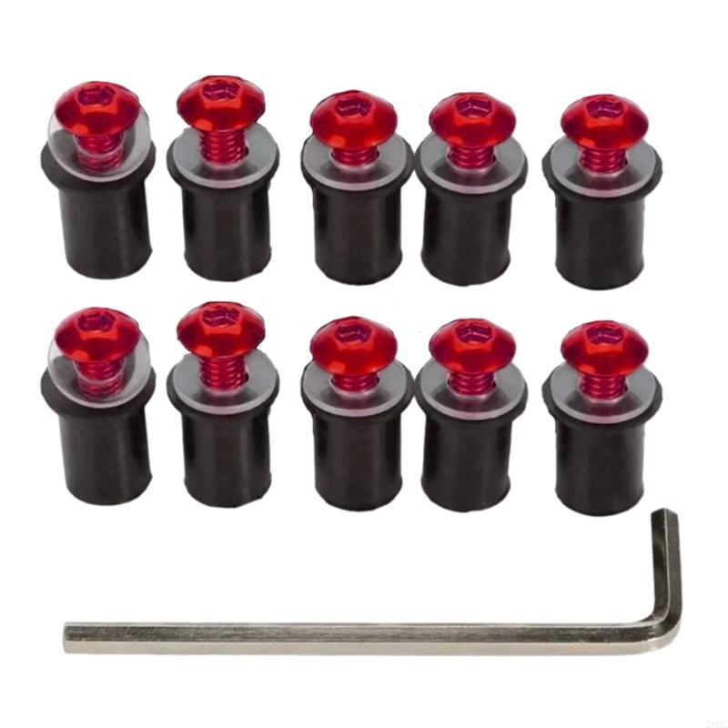 28GC 10pcs Aluminum Fastener Motorbike Accessories Universal Motorcycle M5x16mm Windscreen Screw Bolts Easy Installation