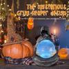 Gothic Grim Reaper Crystal Ball Statue with LED Light The Death Gods Liquid Glitter Motion Lamp Halloween Atmosphere Decor Prop