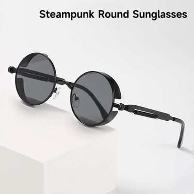 Circular Steampunk Sun Glasses Glasses Men Vintage Sun Eyeglasses Ladies UV400 Classic Durable Metal Metal Eyewear Designer Style Style Oculos