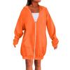 Women's Solid Color Zippered Sweatshirt Top Daily Casual Raglan Long Jacket (Without Hood Drawstring)
