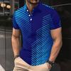 Trendy short-sleeve polo shirt with abstract line print, perfect for casual daily wear.