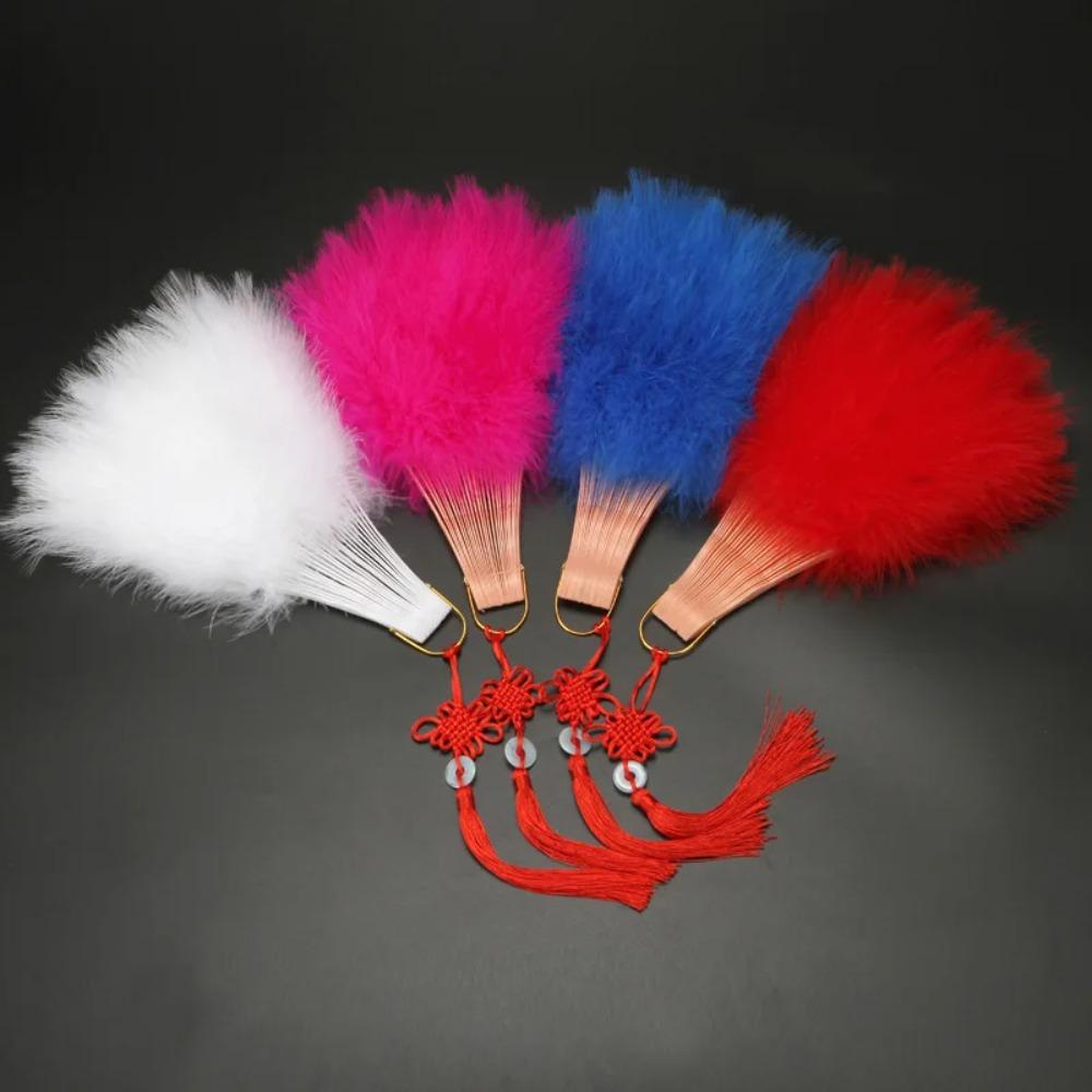 Chinese Handheld Feather Fan Colorful Show Dance Fan Art Fans Cosplay Props Fan  Home Decoration