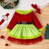 European & American Style Off-Shoulder Christmas Dress for Little Girls – Cute Mesh Puffy Skirt Princess Dress