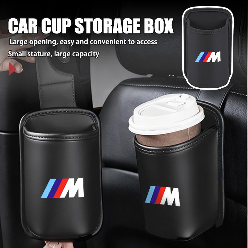 NTSM5 Leather Car Seat Cup Holder Hang Drink Storage Box Accessorie For BMW 1 3 5 7 Series M F01 F20 F10 F13 E52 E53 E60 E93