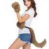 3PCS Handmade Faux Fur Masque Fox Masque Handmade Faux Fur Cat Fox Masquerade Kit for Halloween Party Cosplay Therian