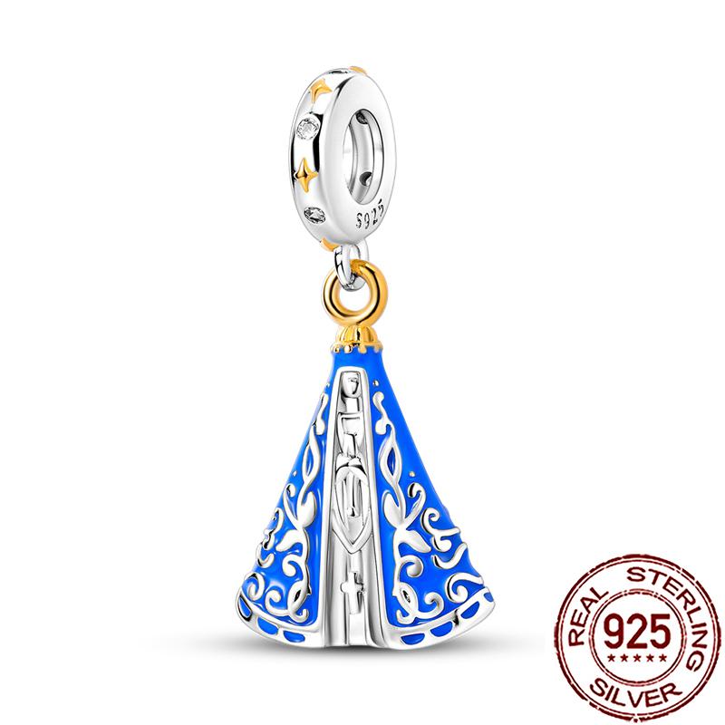 Charms Copper Angel Crucifix Cross Dangle Religious Beads Fit Snake Chain Bracelet Necklace Women Diy Jewelry