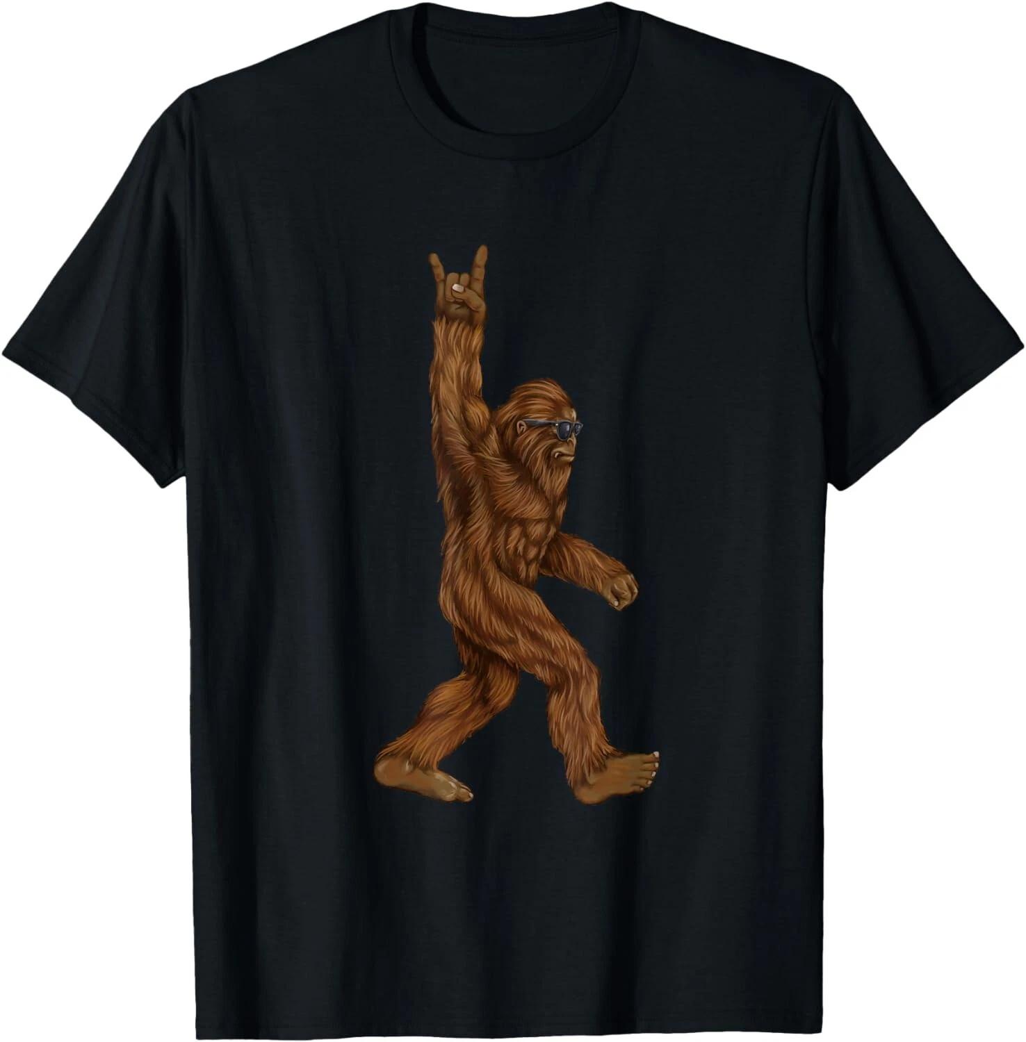 

Rock On Bigfoot Sasquatch Loves Rock And Roll Sunglasses On Gift Unisex T-Shirt M