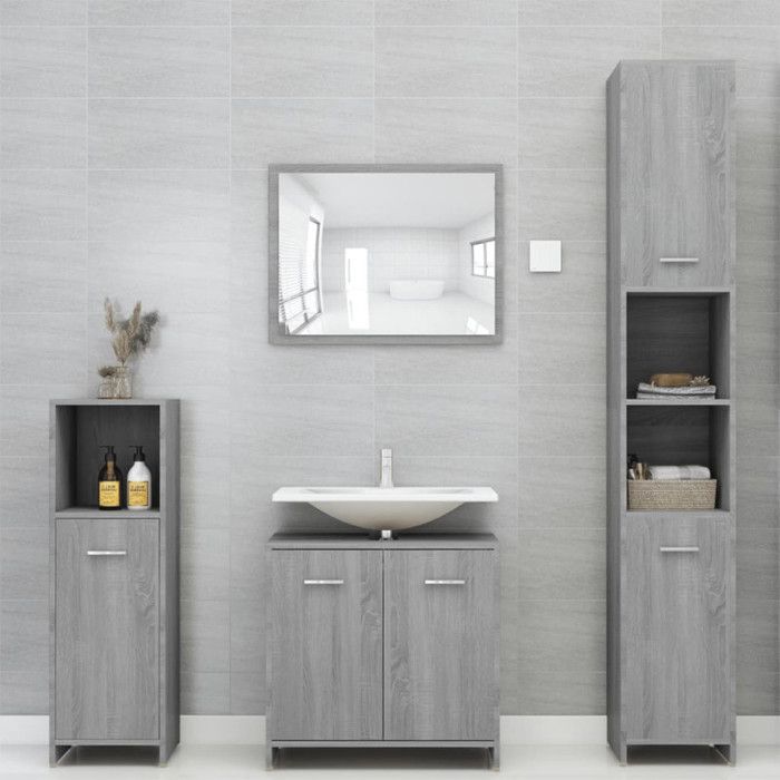 825838 vidaXL Armoire de bain Sonoma gris 30x30x95 cm Bois d'ingénierie