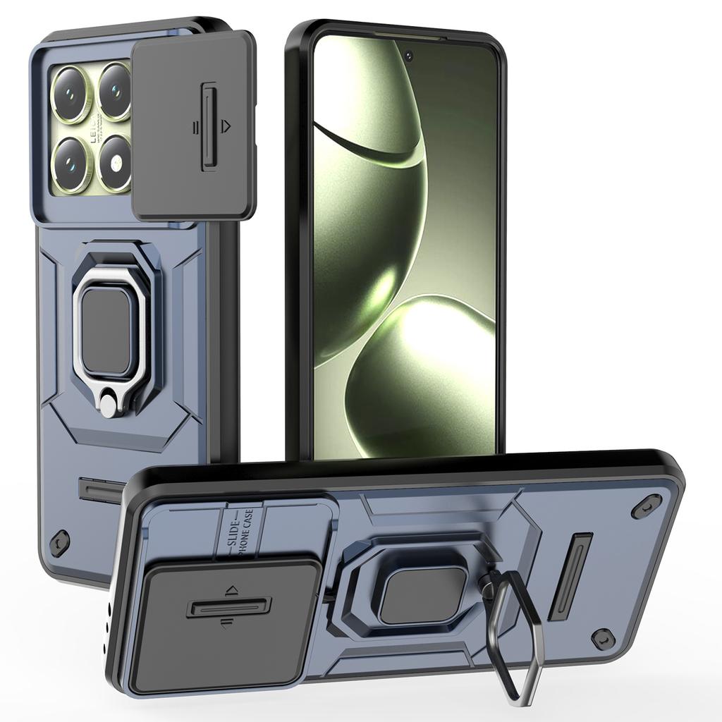 For Xiaomi 14T Case PC+TPU Kickstand Phone Protector with Lens Cover